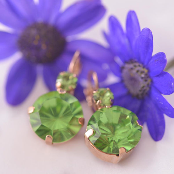 Mariana Peridot Coloured Duo Crystal Earrings