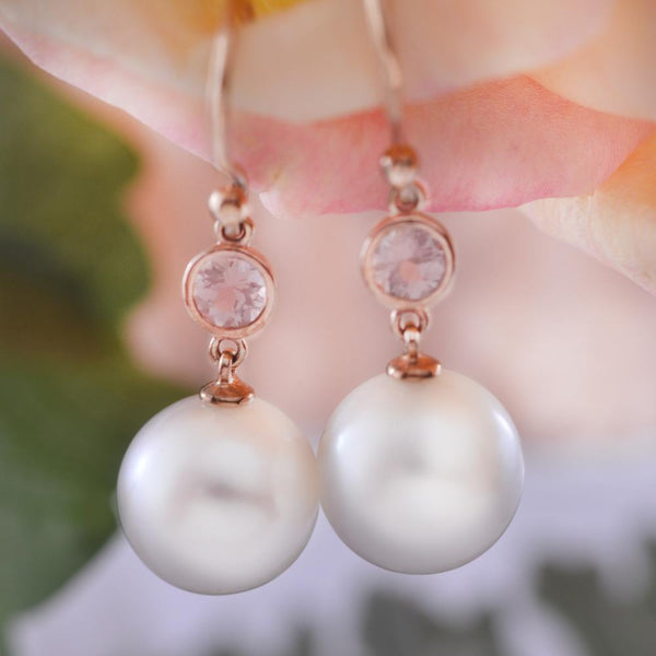 Morganite Freshwater Pearl Drop Earrings