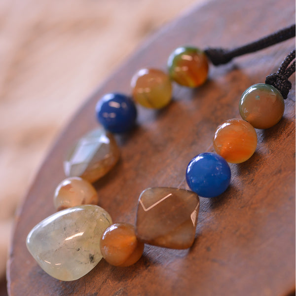 Agate Bead Rope Chain Necklace