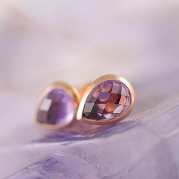 Amethyst Teardrop Stud Earrings