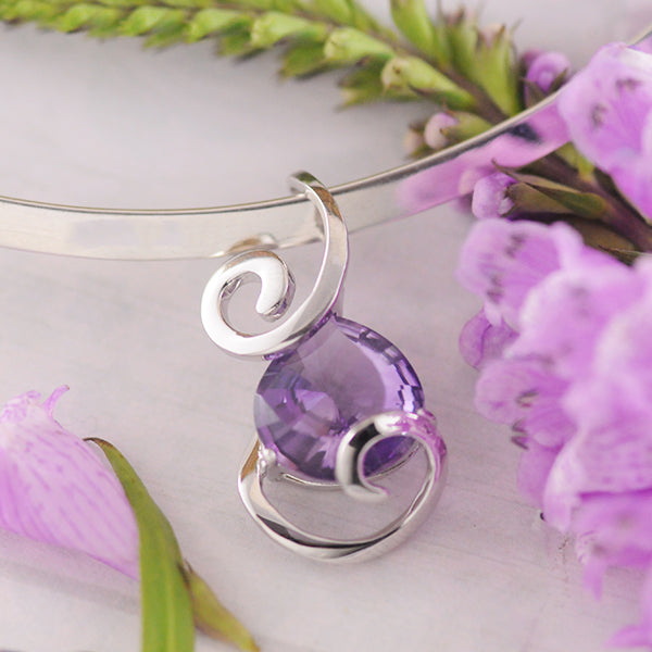Sterling Silver Swirl Amethyst Pendant