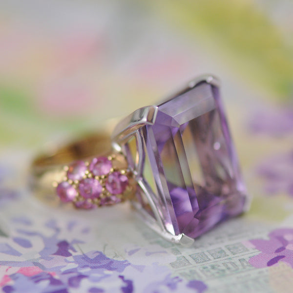 Amethyst and Pink Sapphire Ring