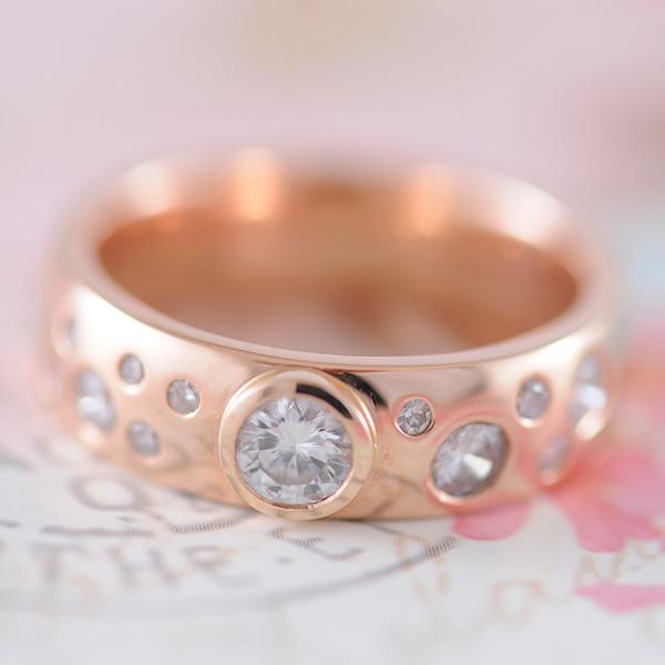 Scattered Diamond Ring in Rose Gold