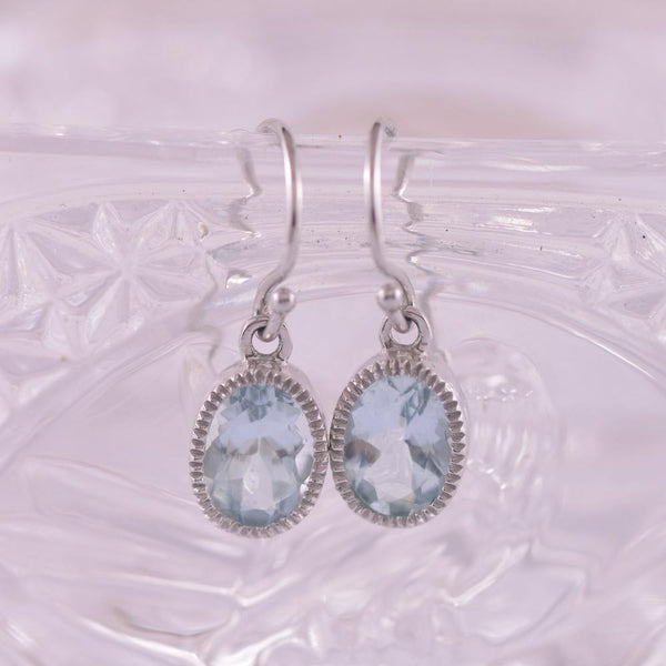 Aquamarine Drop Earrings in 9k White Gold