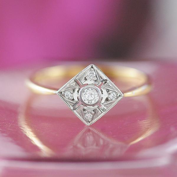 Art Deco Diamond Ring in 9ct Yellow and White Gold