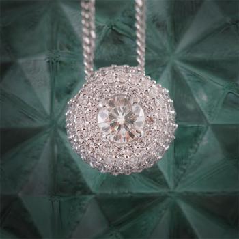 Aurora Diamond Halo Pendant set in 18k White Gold