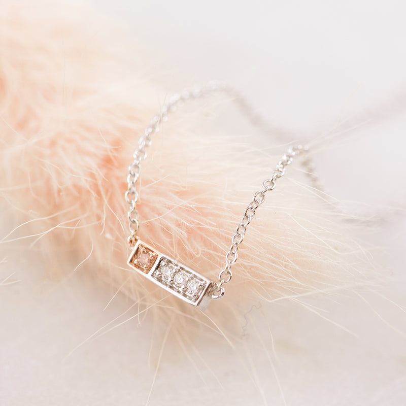 9ct White and Rose Gold, White and Pink Diamond Necklet