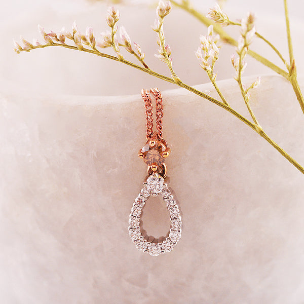 Australian Chocolate Diamond White and Rose Gold Pendant