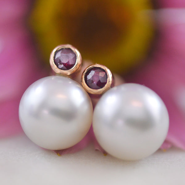 South Sea Pearl and Ruby Studs