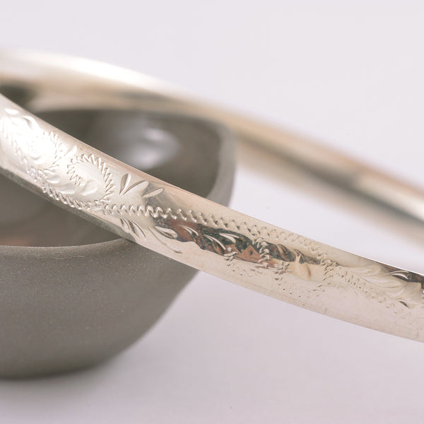 Sterling Silver Hand Engraved Bangle