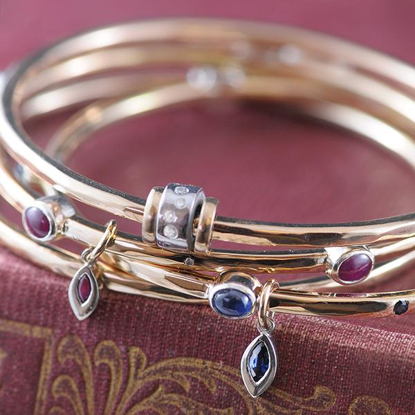 Bangles with Gemstone Charms