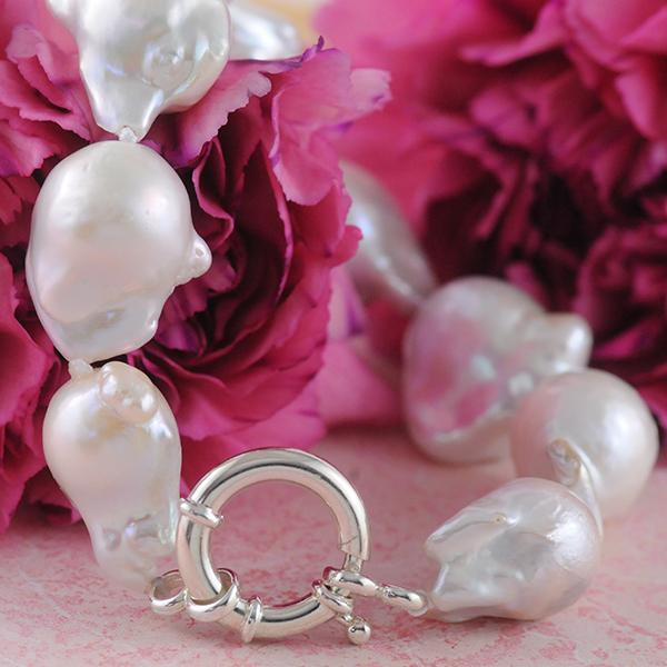 Baroque Pearl Bracelet Strand with Sterling Silver Clasp
