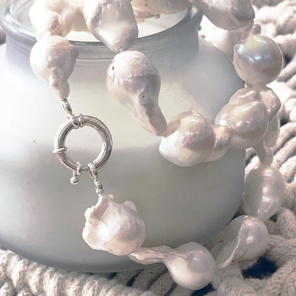 Baroque Pearl Necklace with Sterling Silver Clasp