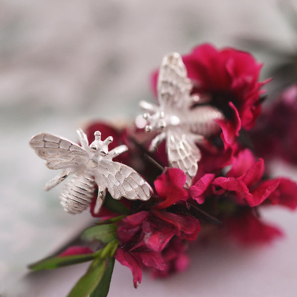 Sterling Silver Bee Stud Earrings