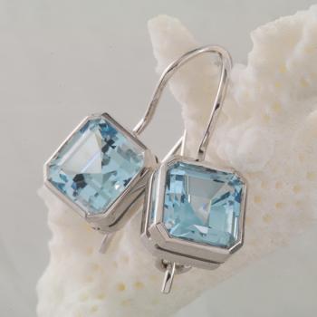 Blue Topaz Earrings in 9ct White Gold