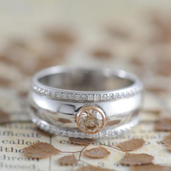 Australian Chocolate Diamond Ring set in 18k White & Rose Gold