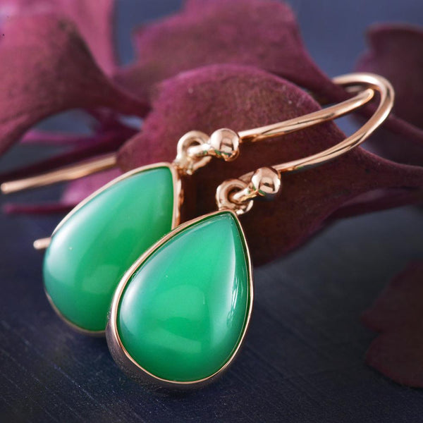 9k Rose Gold Chrysoprase Drop Earrings