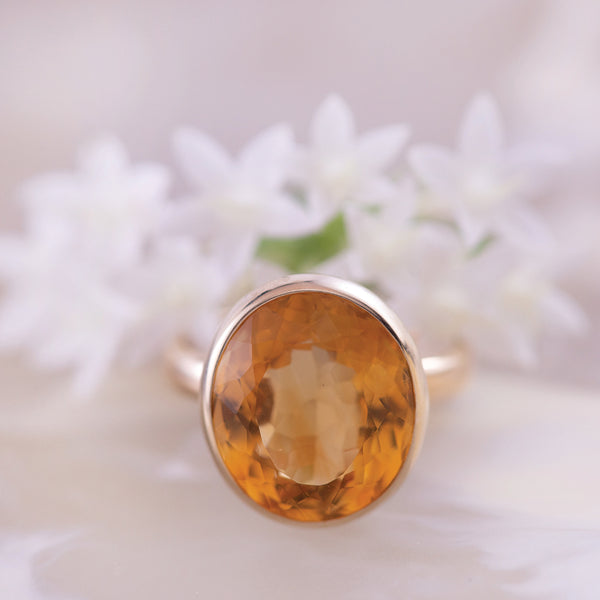 Citrine Bezel Set Yellow Gold Ring