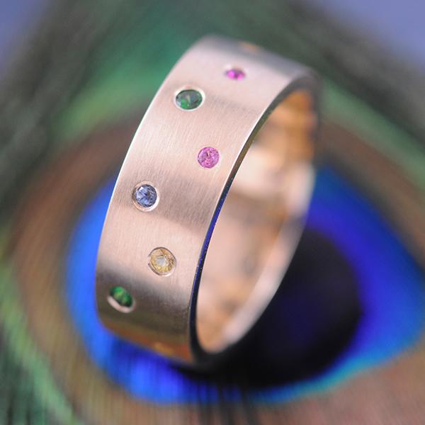Coloured Stary Night Wide Band Ring