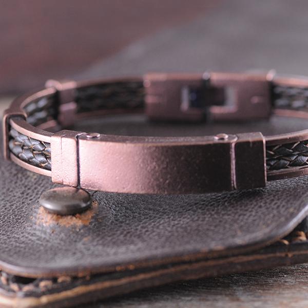 Copper & Brown Leather Bracelet