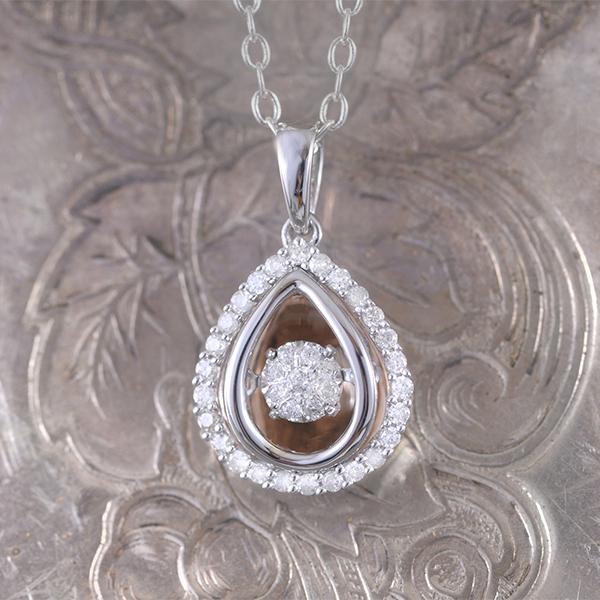 "DANCING DIAMONDS" - Diamond Pendant set in 9k White & Rose Gold