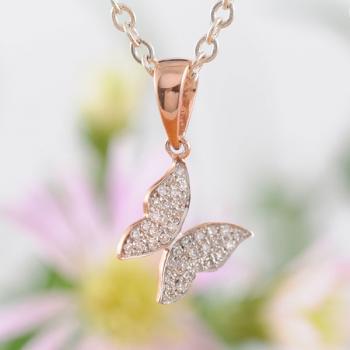 Diamond Butterfly Pendant set in 9ct Rose Gold