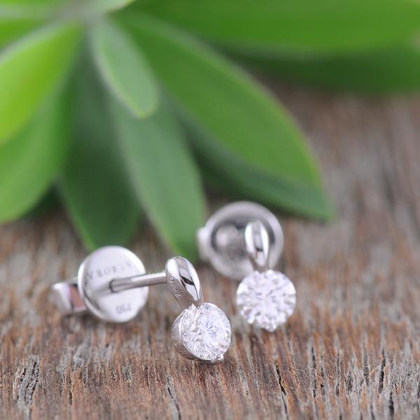 Diamond Drop Stud Earrings in 18k White Gold