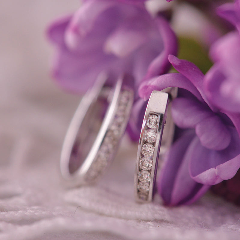 9k White Gold Diamond Huggies