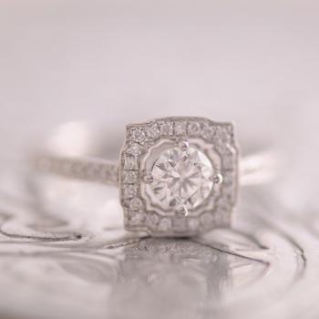 Diamond Ring Square Art Deco Style