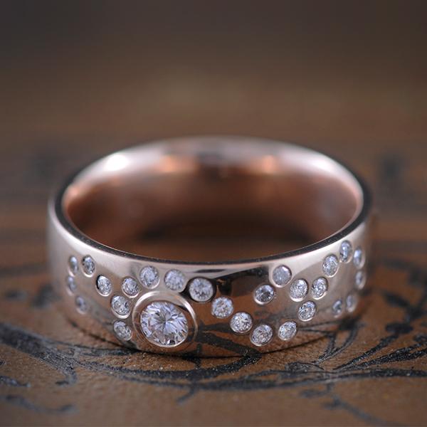 Diamond Ring wide band  - Stary Night ring