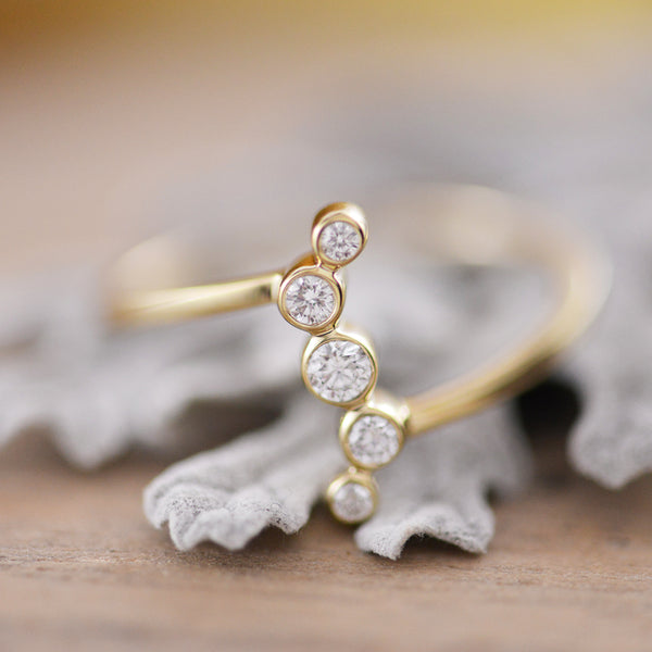 9ct Yellow Gold Bezel Set Diamond Ring