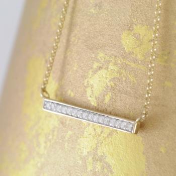 Diamond Set Bar Pendant on Chain in 9k Yellow Gold
