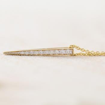 Diamond Set Mini Graduating Stick Slider Pendant in 9k Yellow Gold