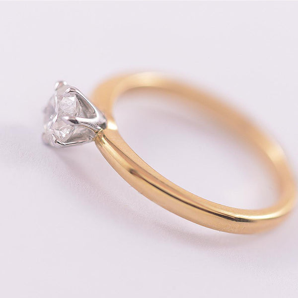 18ct Solitaire Yellow and White Gold Diamond Ring