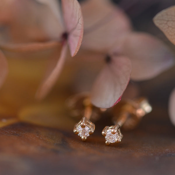 Diamond Stud 4 claw - 9K Yellow Gold. 0.06ct "Tiny"