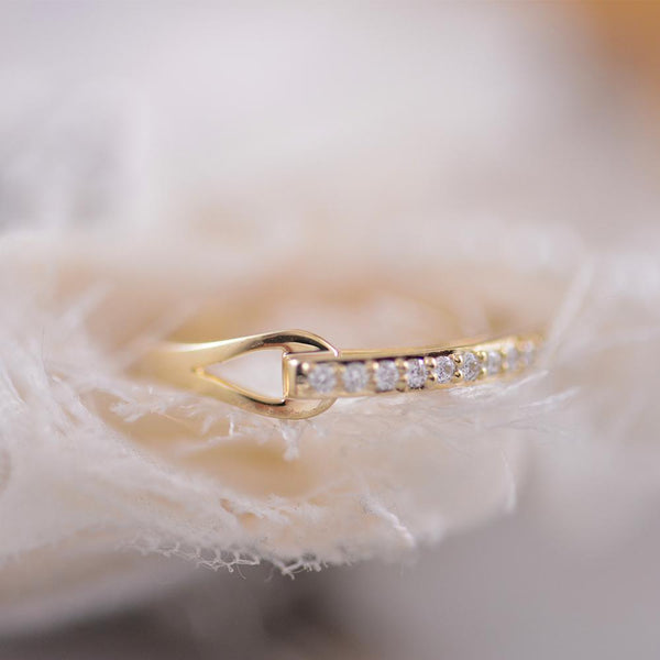 9ct Yellow Gold and Loop Style Diamond Ring
