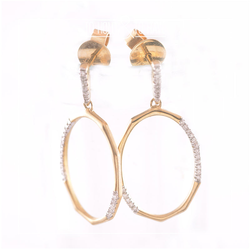 9ct Yellow Gold Jagged Oval Diamond Earrings