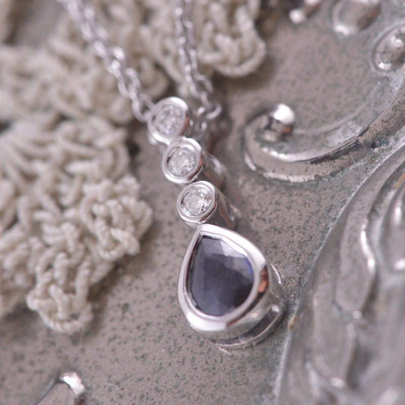 9k White Gold Sapphire and Diamond Pendant