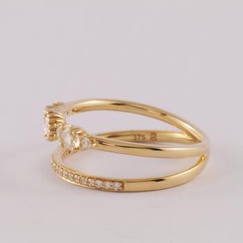 Diamond ring with two bands set in 9k Yellow Gold