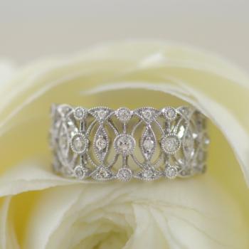 Diamonds in Lace 9k White Gold Ring