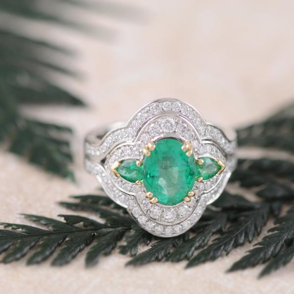 Emerald and Diamond Dress Ring