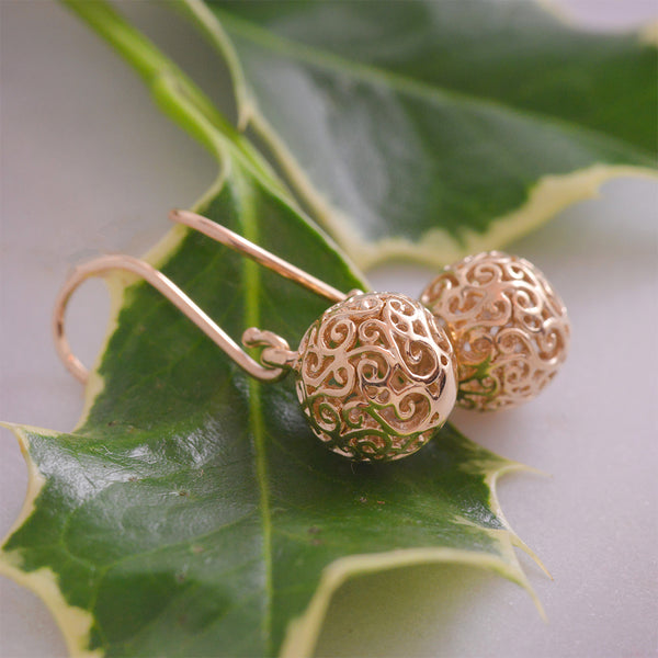 Harmony Ball 9k Yellow Gold Filigree Swirl Earrings