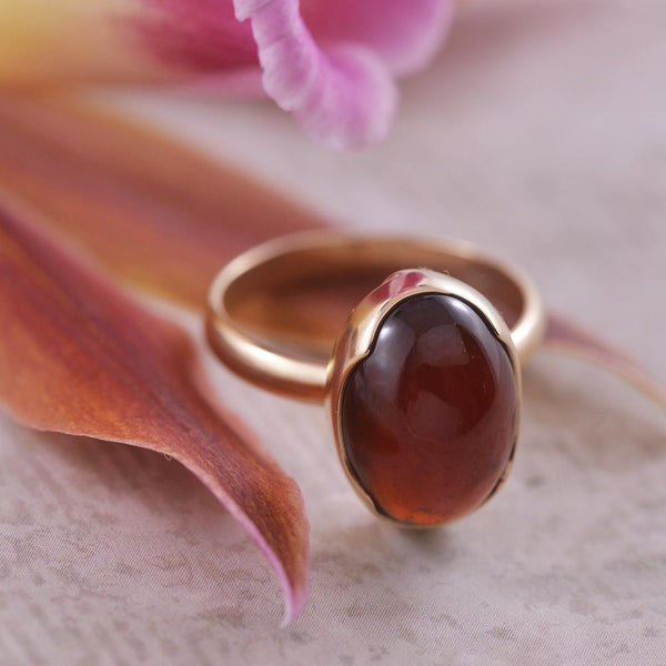 9ct Yellow Gold Hessonite Garnet Ring