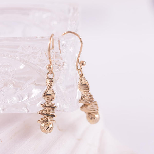 9ct Yellow Gold Spiral Drop Earrings