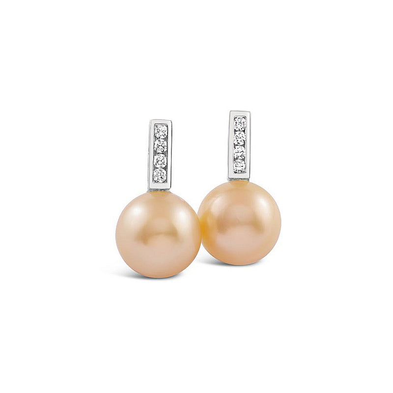 Diamond and South Sea Pearl Earrings in 18k White Gold