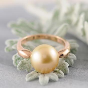 9k Rose Gold Ring with Golden South Sea Pearl