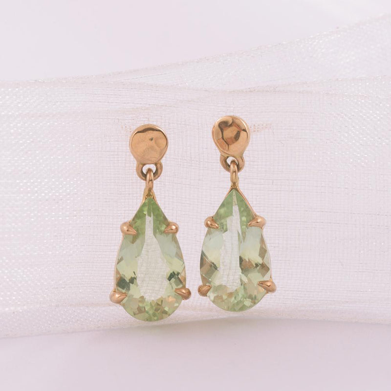 9ct Rose Gold Green Amethyst Pear Drop Stud Earring – To Hold And