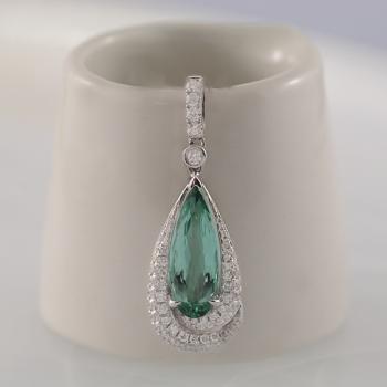 Green Tourmaline and Diamond Pendant