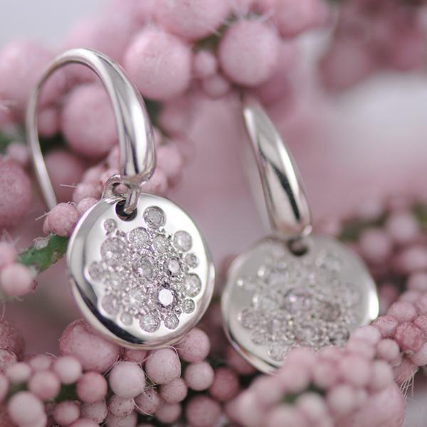 Pink Diamond Grey Diamond and White Argyle Diamond Disc Drop Earrings in 18ct White Gold
