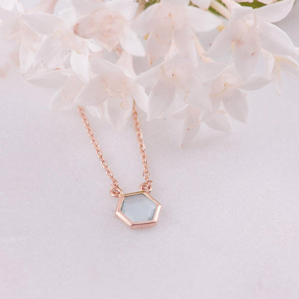 9ct Yellow Gold Hexagon Topaz Necklace